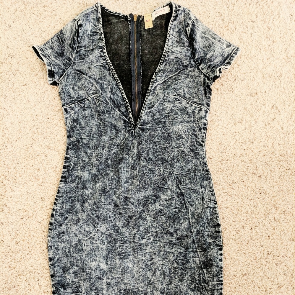 Vibrant Acid-Wash Jean Dress